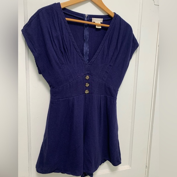 Altered State Navy Button Front Romper - Picture 2 of 3